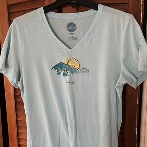 Life Is Good Sky Blue Tee with Mountain Graphic